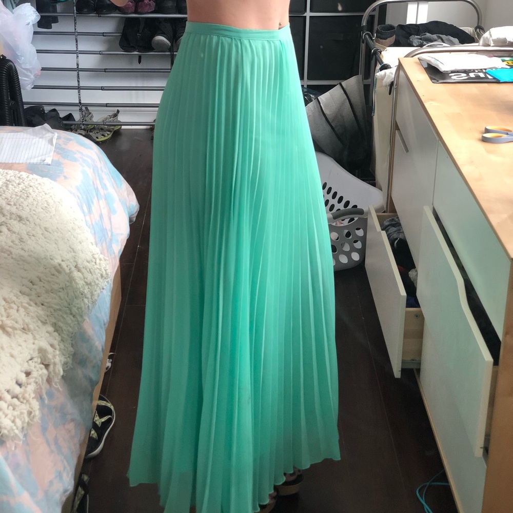 TEAL PLEATED MAXI SKIRT